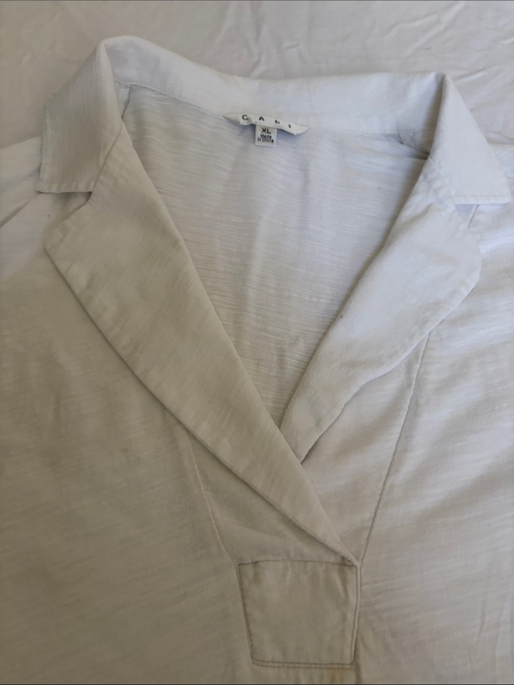 CAbi 3/4 Sleeve White Cotton Lightweight Shirt